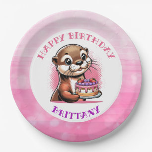 Otter Themed Girl's Birthday Party Paper Plate