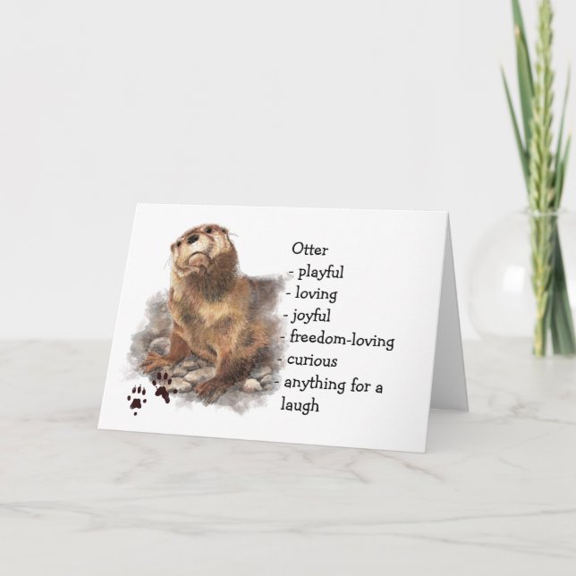 Otter Totem, Animal Guide Funny Birthday Card (Front)