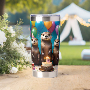 Otter Triplets Birthday Party, Insulated Tumbler
