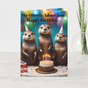 Otter Triplets Otterly Adore You Birthday Party, Card