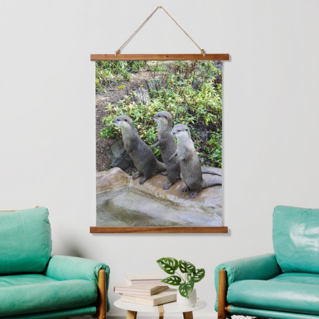 Otter Triplets, Wall Hanging Tapestry (Living Room)