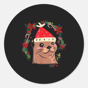 Otter Ugly Christmas Christmas Winter  Classic Round Sticker