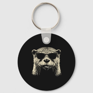 Otter Wearing Sungles Graphic Otter Shirt Men Wome Key Ring