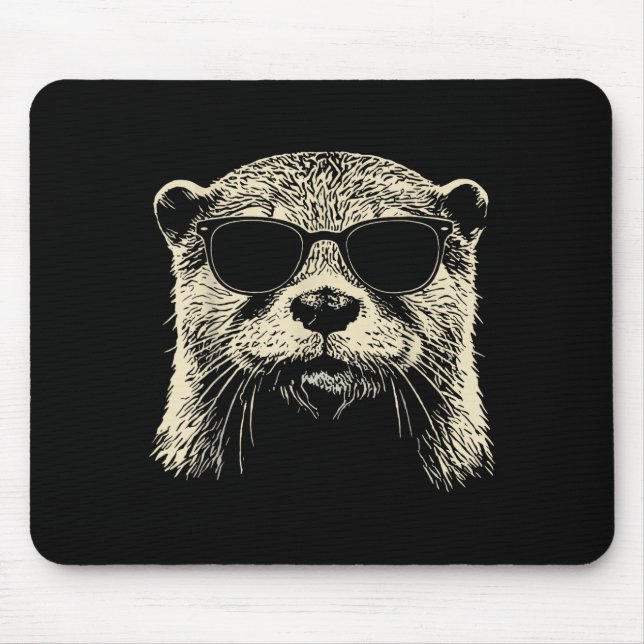 Otter Wearing Sungles Graphic Otter Shirt Men Wome Mouse Mat (Front)