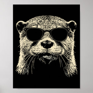 Otter Wearing Sungles Graphic Otter Shirt Men Wome Poster