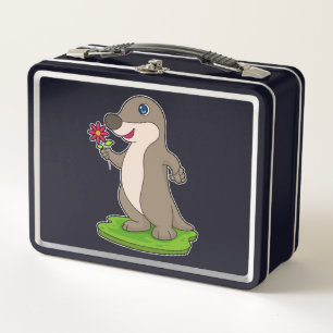 Otter with Flower Metal Lunch Box