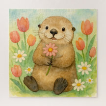 Otter with Spring Blooms