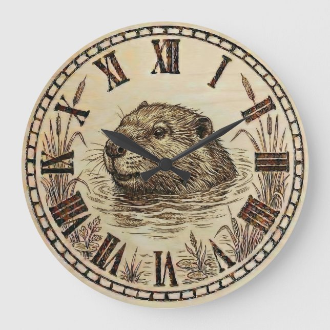 Otter Wooden Wall Clock (Front)