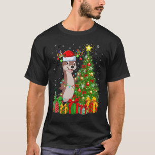Otter Xmas Holiday Santa Otter Christmas Tree T-Shirt