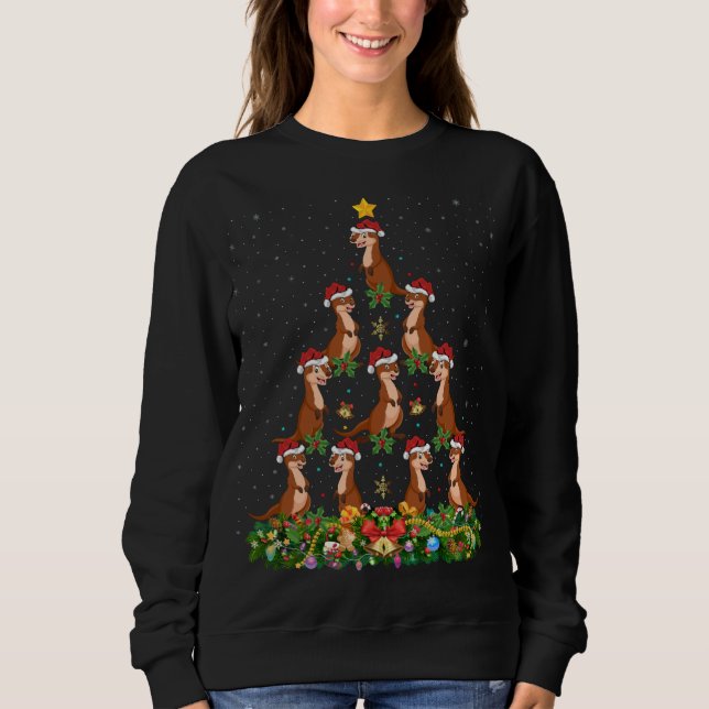 Otter Xmas Tree Gift Santa Hat Otter Christmas Sweatshirt (Front)