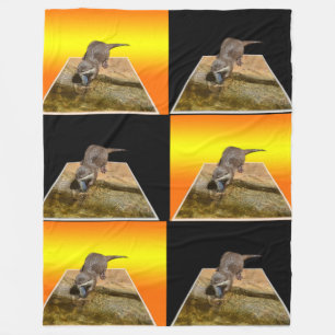 Otter, Yellow And Black, Large Fleece Blanket