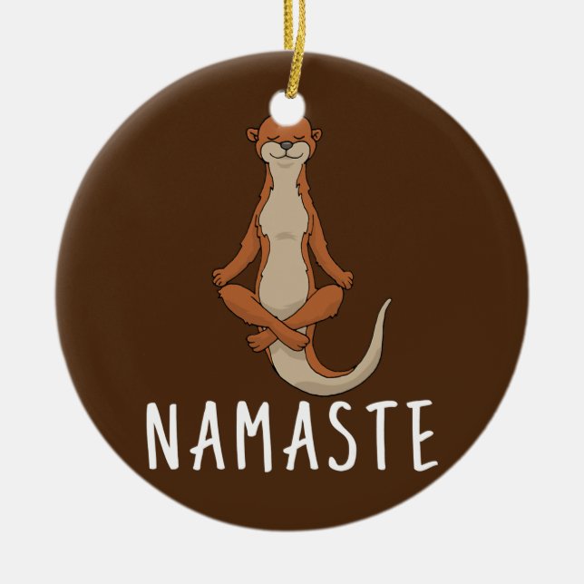 Otter Yoga  Ceramic Tree Decoration (Front)