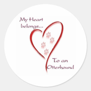 Otterhound Heart Belongs Classic Round Sticker