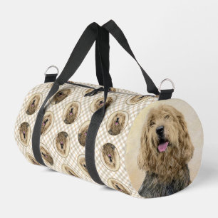 Otterhound Painting Black and Tan Original Dog Art Duffle Bag