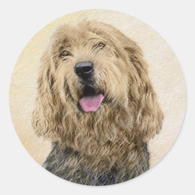 Otterhound Painting - Cute Original Dog Art Classic Round Sticker (Front)