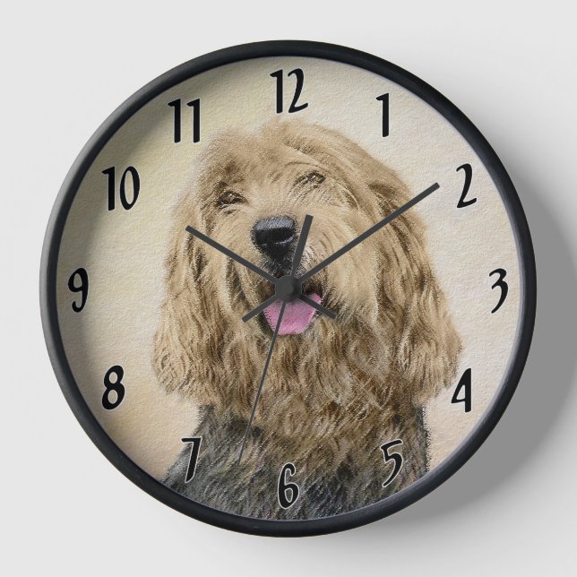Otterhound Painting - Cute Original Dog Art Clock (Front)