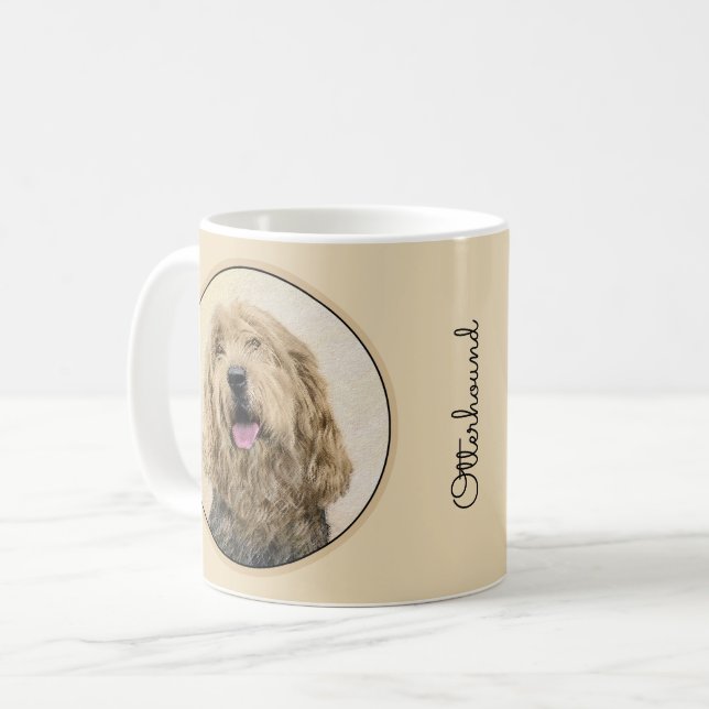Otterhound Painting - Cute Original Dog Art Coffee Mug (Front Left)