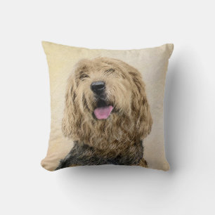 Otterhound Painting - Cute Original Dog Art Cushion
