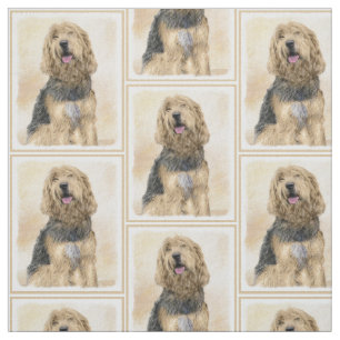 Otterhound Painting - Cute Original Dog Art Fabric