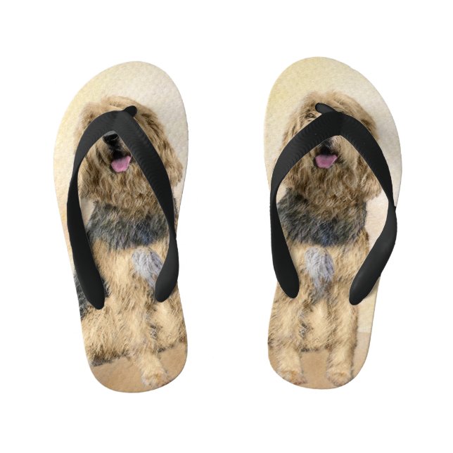 Otterhound Painting - Cute Original Dog Art Kid's Flip Flops (Footbed)