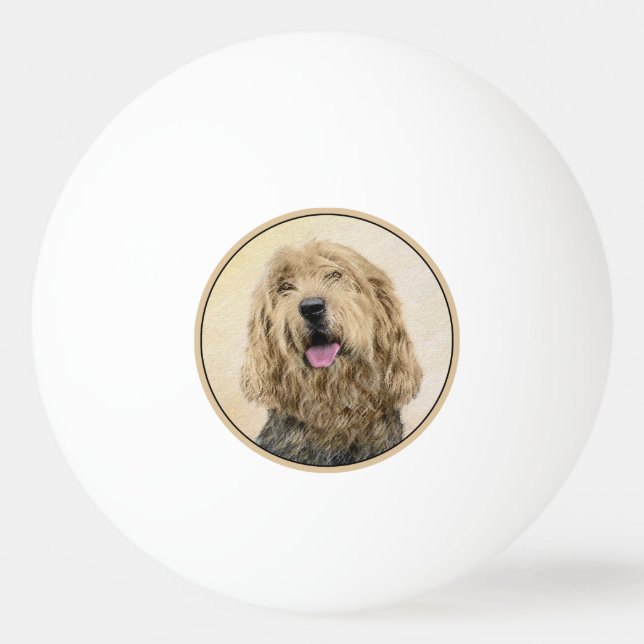 Otterhound Painting - Cute Original Dog Art Ping Pong Ball (Front)