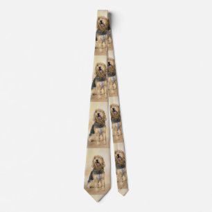 Otterhound Painting - Cute Original Dog Art Tie