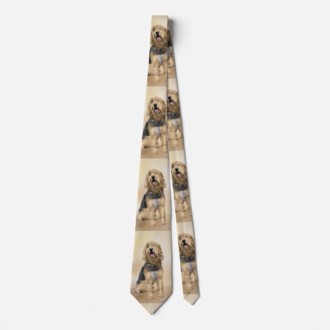 Otterhound Painting - Cute Original Dog Art Tie (Front)
