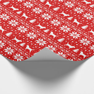 Otterhound Silhouettes Dogs Christmas Holiday Red Wrapping Paper