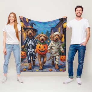 Otterhound Trick-or-Treating in Halloween Costumes Fleece Blanket