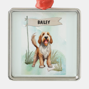 Otterhound Watercolor Personalised Dog Metal Tree Decoration