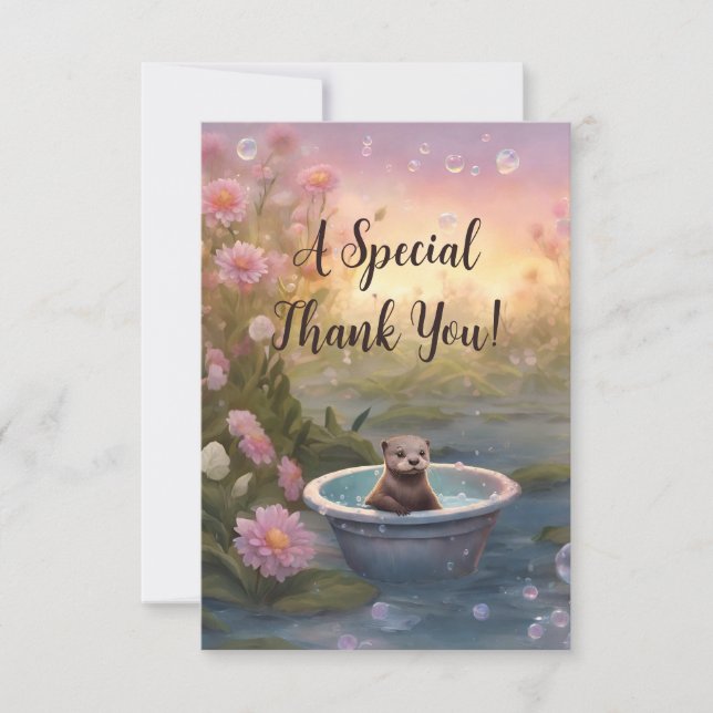 Otterly Adorable Baby Shower Thank You Card (Front)