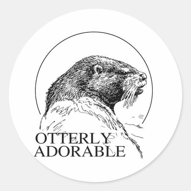 OTTERLY ADORABLE CLASSIC ROUND STICKER (Front)