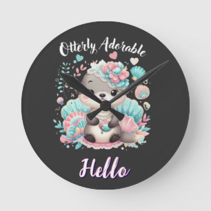 Otterly Adorable Cute Kawaii Otter Round Clock