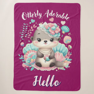 Otterly Adorable Cute Kawaii Otter Sherpa Blanket