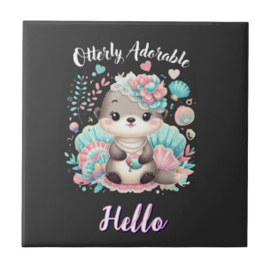 Otterly Adorable Cute Kawaii Otter  Tile