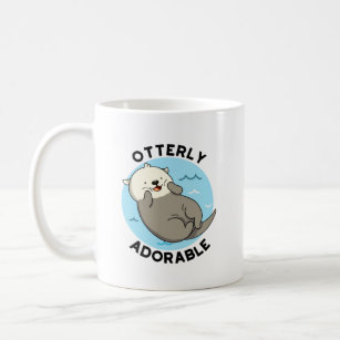 Otterly Adorable Funny Floating Otter Pun Coffee Mug