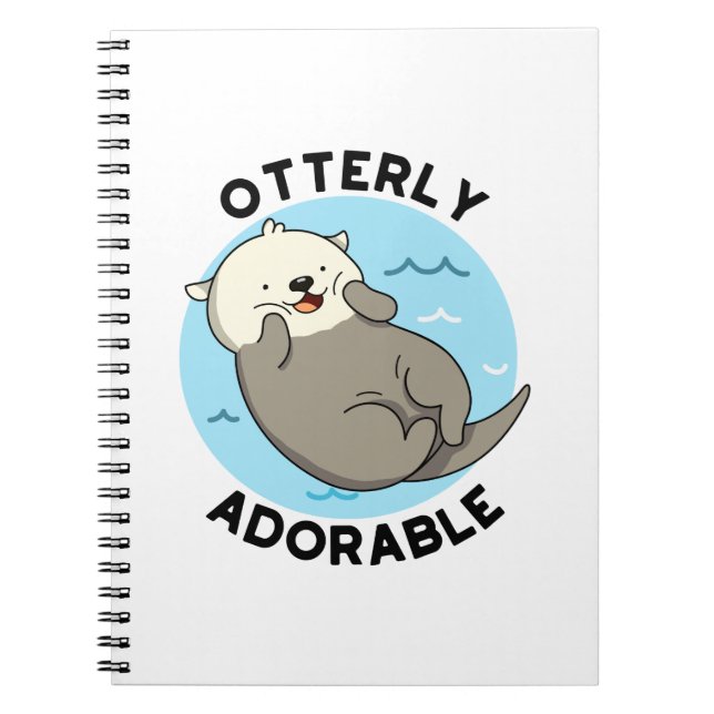 Otterly Adorable Funny Floating Otter Pun Notebook (Front)