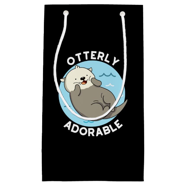 Otterly Adorable Funny Otter Pun  Small Gift Bag (Front)