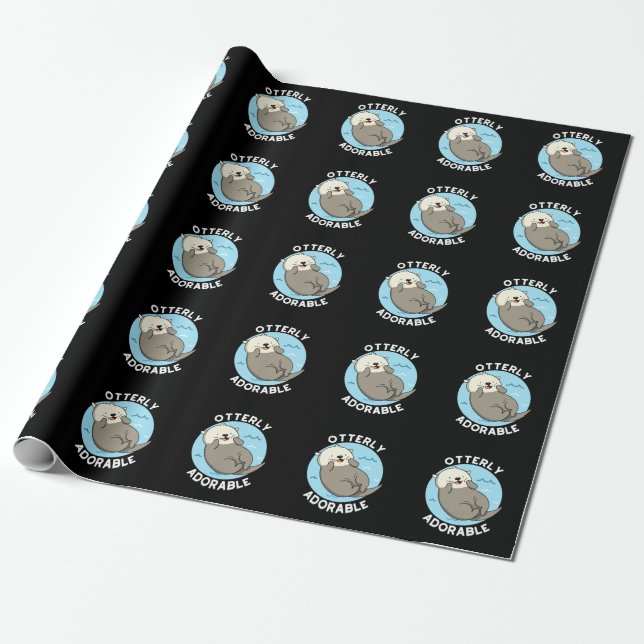 Otterly Adorable Funny Otter Pun  Wrapping Paper (Unrolled)