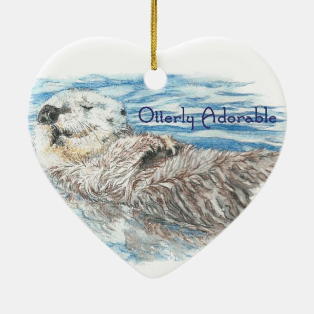 Otterly Adorable Humourous Cute  Otter Animal Ceramic Tree Decoration (Back)