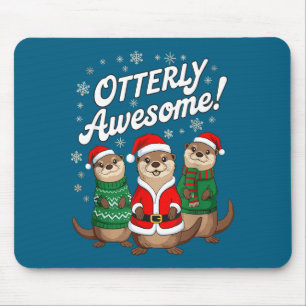 Otterly Awesome! Christmas Otter Design For Holida Mouse Mat
