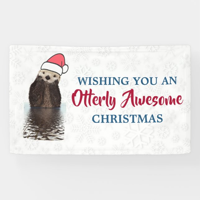 Otterly Awesome Christmas Otter Funny Pun Banner (Horizontal)