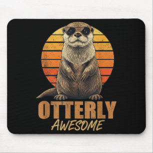 Otterly Awesome Retro Sunset Sea Otter Lover Graph Mouse Mat