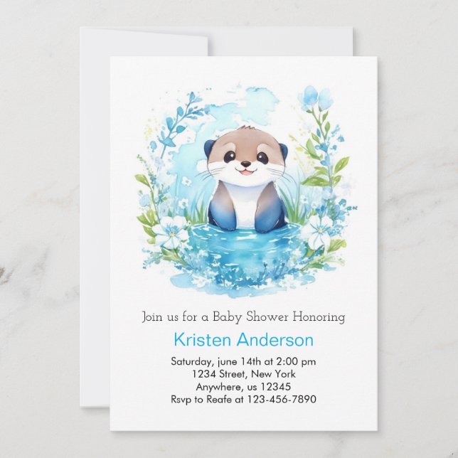 Otterly Blissful Wildflower Boy Baby Shower Invitation (Front)