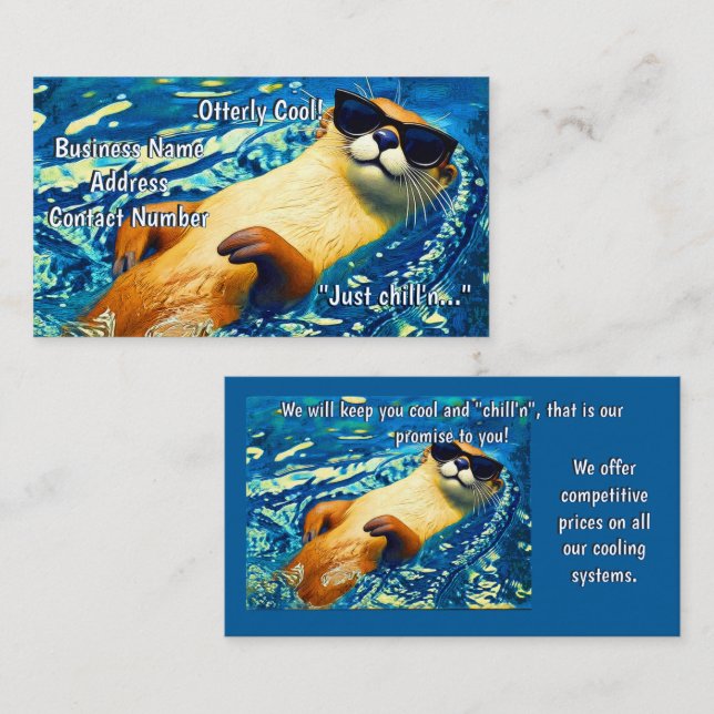 Otterly Cool! - River Otter Funny Design Business Card (Front/Back)