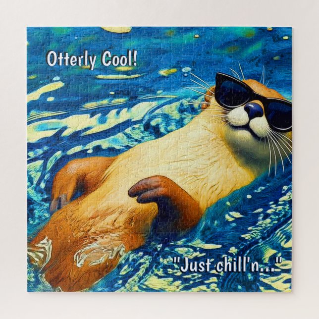 Otterly Cool! - River Otter Funny Design Jigsaw Puzzle (Vertical)