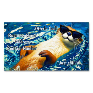 Otterly Cool! - River Otter Funny Design Magnetic Business Card