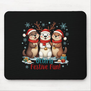 Otterly Festive Fun Christmas Otter Animals Animal Mouse Mat