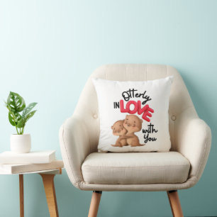 Otterly in Love- Cute Baby Shower Valentine's Day Cushion