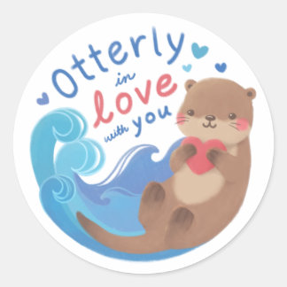 Otterly in Love with You Classic Round Sticker